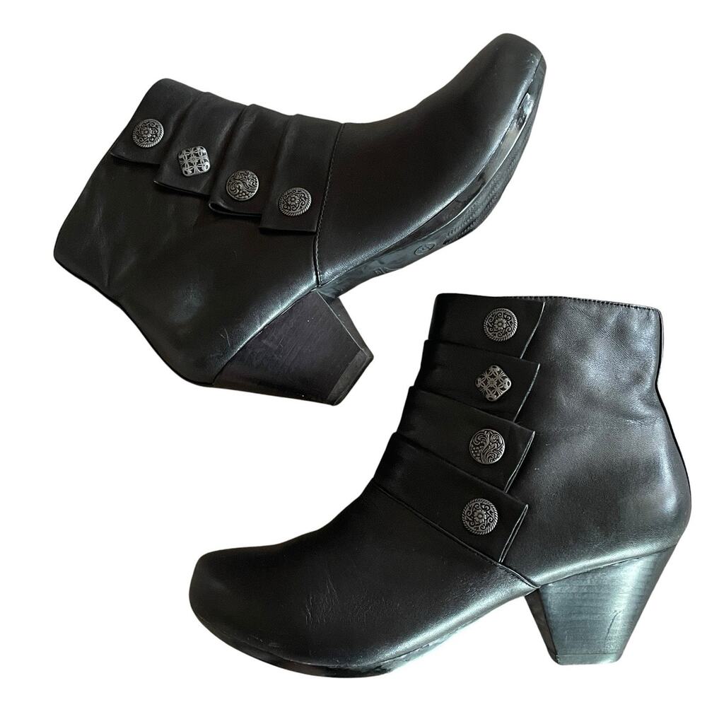 DANSKO Baker Women's Size 37/6.5-7 Black Nappa Leather Side Zip Ankle Boots - Picture 2 of 9